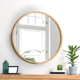 Oikiture Wall Mirrors Round 50cm Wooden Set of 2 - Low Angle