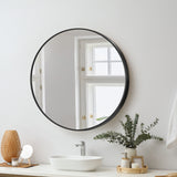 Oikiture 60cm Wall Mirror Round Black