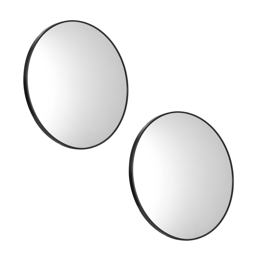 Oikiture Wall Mirrors Round 60cm Black Set of 2