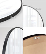 Oikiture Wall Mirrors Round 60cm Black Set of 2