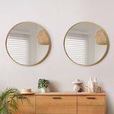 Oikiture Wall Mirrors Round 60cm Gold Set of 2