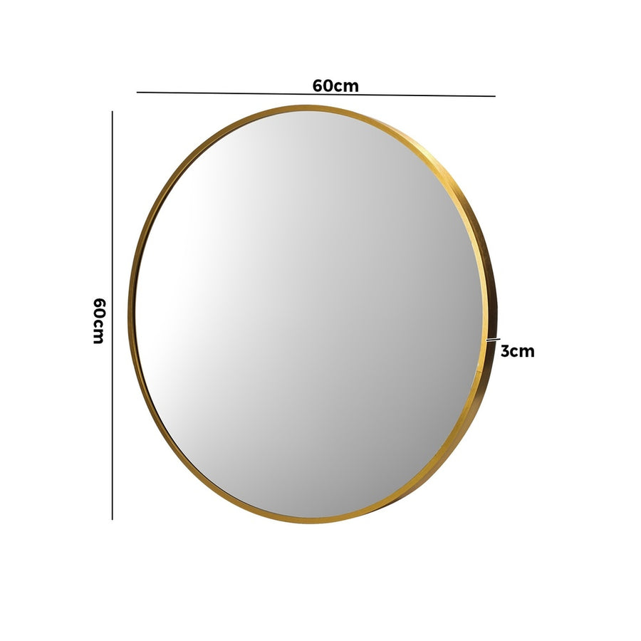 Oikiture Wall Mirrors Round 60cm Gold Set of 2