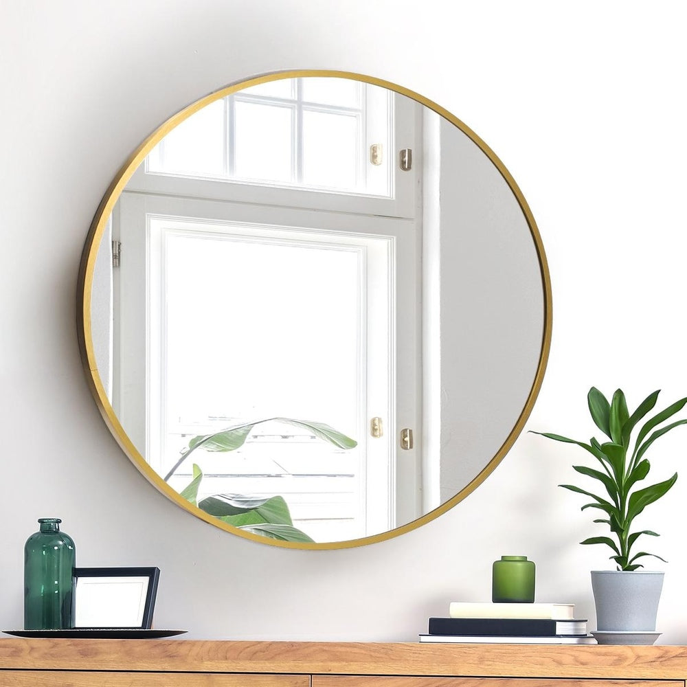 Oikiture Wall Mirrors Round 60cm Gold Set of 2