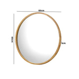 Oikiture Wall Mirrors Round 60cm Wooden Set of 2 - Side View