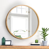 Oikiture Wall Mirrors Round 60cm Wooden Set of 2 - Rear View
