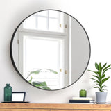 Oikiture Wall Mirrors Round 70cm Black Set of 2