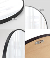 Oikiture Wall Mirrors Round 70cm Black Set of 2 - 45-Degree Angle