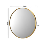 Oikiture Wall Mirrors Round 70cm Gold Set of 2 - Close-Up Angle