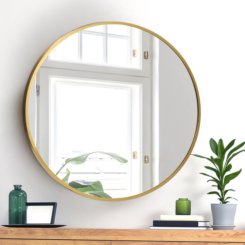 Oikiture Wall Mirrors Round 70cm Gold Set of 2