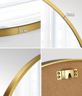 Oikiture Wall Mirrors Round 70cm Gold Set of 2 - Low Angle