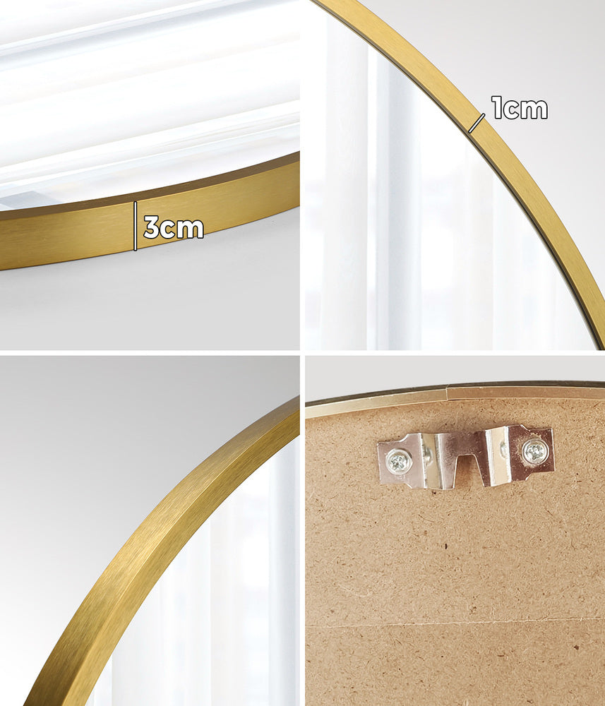 Oikiture Wall Mirrors Round 80cm Gold Set of 2