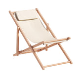 Gardeon Outdoor Deck Chair Wooden Sun Lounge Folding Beach Patio Furniture Beige - Side View