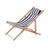 Gardeon Outdoor Deck Chair Wooden Sun Lounge Folding Beach Patio Furniture Blue - Low Angle