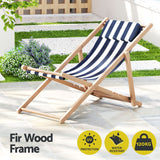 Gardeon Outdoor Deck Chair Wooden Sun Lounge Folding Beach Patio Furniture Blue - Top-Down View