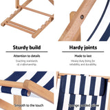 Gardeon Outdoor Deck Chair Wooden Sun Lounge Folding Beach Patio Furniture Blue - 45-Degree Angle
