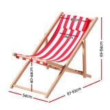 Gardeon Outdoor Deck Chair Wooden Sun Lounge Folding Beach Patio Furniture Red - Front View