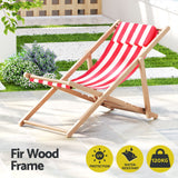 Gardeon Outdoor Deck Chair Wooden Sun Lounge Folding Beach Patio Furniture Red - Top-Down View