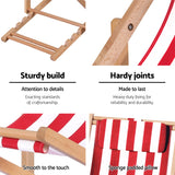 Gardeon Outdoor Deck Chair Wooden Sun Lounge Folding Beach Patio Furniture Red - 45-Degree Angle