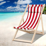 Gardeon Outdoor Deck Chair Wooden Sun Lounge Folding Beach Patio Furniture Red - Close-Up Angle