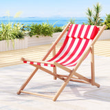 Gardeon Outdoor Deck Chair Wooden Sun Lounge Folding Beach Patio Furniture Red - Low Angle