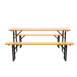 Gardeon Wooden Outdoor Foldable Bench Set - Natural - Side View