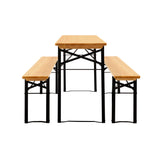Gardeon Wooden Outdoor Foldable Bench Set - Natural - Top-Down View