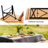 Gardeon Wooden Outdoor Foldable Bench Set - Natural - 45-Degree Angle