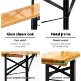 Gardeon Wooden Outdoor Foldable Bench Set - Natural - Rear View