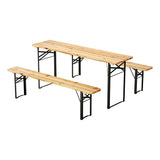 Gardeon 3 PCS Outdoor Furniture Dining Set Lounge Setting Patio Wooden Bench - Close-Up Angle