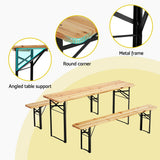Gardeon 3 PCS Outdoor Furniture Dining Set Lounge Setting Patio Wooden Bench - 45-Degree Angle
