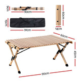 Gardeon Outdoor Furniture Wooden Egg Roll Picnic Table Camping Desk 90CM - Front View