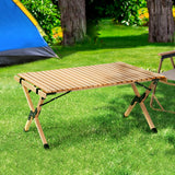 Gardeon Outdoor Furniture Wooden Egg Roll Picnic Table Camping Desk 90CM - Low Angle