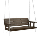 Gardeon Porch Swing Chair with Chain Outdoor Furniture 3 Seater Bench Wooden Brown - Close-Up Angle