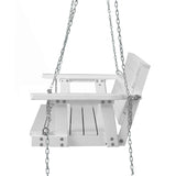 Gardeon Porch Swing Chair with Chain Outdoor Furniture 3 Seater Bench Wooden White - Side View