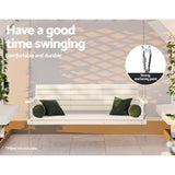Gardeon Porch Swing Chair with Chain Outdoor Furniture 3 Seater Bench Wooden White - Top-Down View