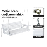 Gardeon Porch Swing Chair with Chain Outdoor Furniture 3 Seater Bench Wooden White - 45-Degree Angle