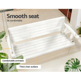 Gardeon Porch Swing Chair with Chain Outdoor Furniture 3 Seater Bench Wooden White - Rear View