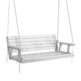 Gardeon Porch Swing Chair with Chain Outdoor Furniture 3 Seater Bench Wooden White - Close-Up Angle