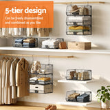 Artiss 5 Tier Stackable Closet Organizers and Storage Closet Hanging Storage Organizer Shelves - Top-Down View