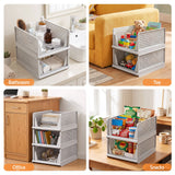 Artiss 5 Pack Stackable Plastic Storage Foldable Closet Organizers - Low Angle
