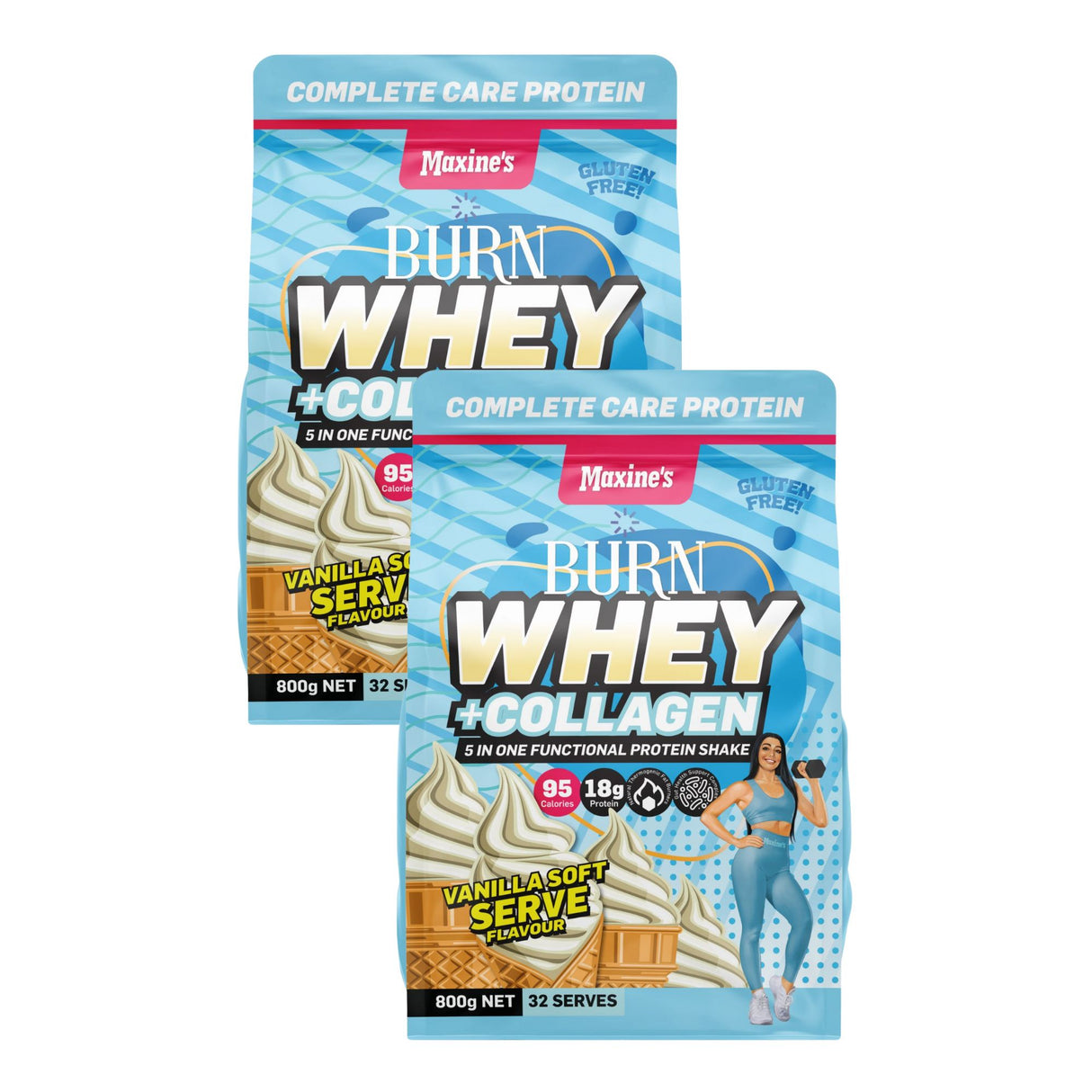 Maxines Burn Whey & Collagen Vanilla Soft Serve 800g x2-2017004946158915584