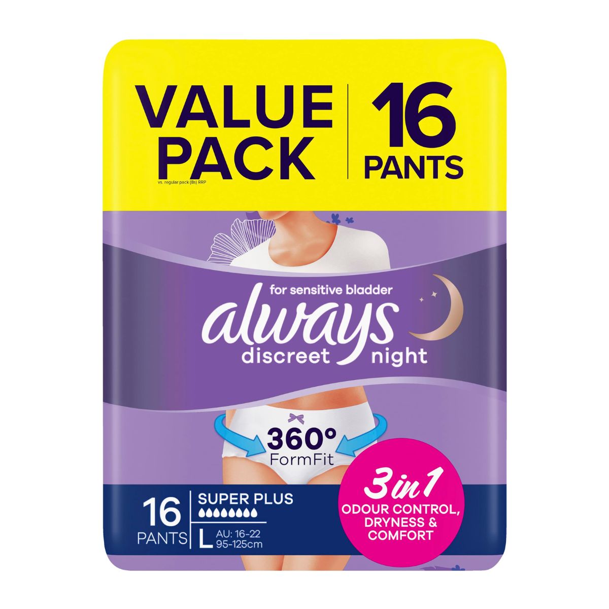 Always Discreet Underwear Night Pants Large 16pk-2006732772101722112