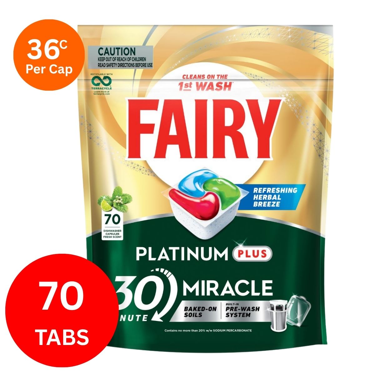 Fairy Platinum Plus x 70 Herbal Breeze Dishwasher Tablets-2006732780347723776