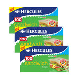 Hercules Sandwich Bags 100pk x3 - Front View