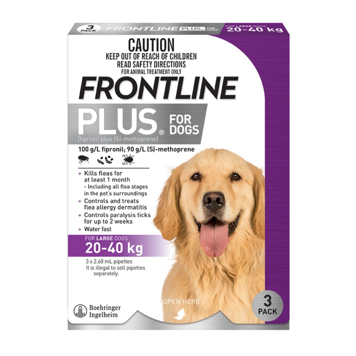 Frontline Plus Dog 20-40kg Purple Large 3pk-2006732760445751298