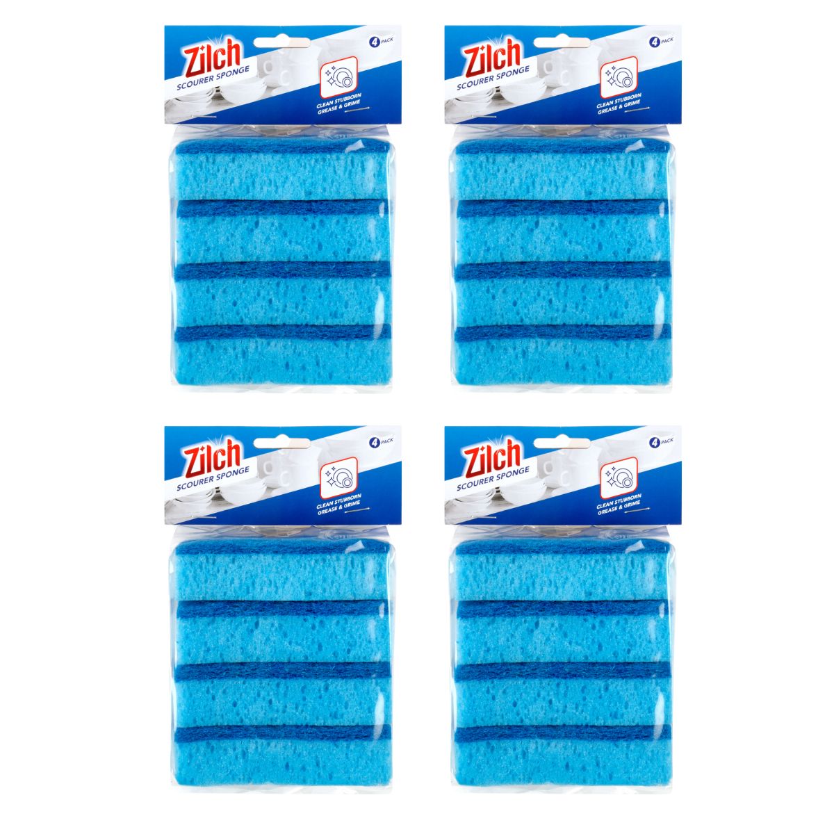 4x Zilch 10cm Sponge Scourer 4pk-2018816665134960642