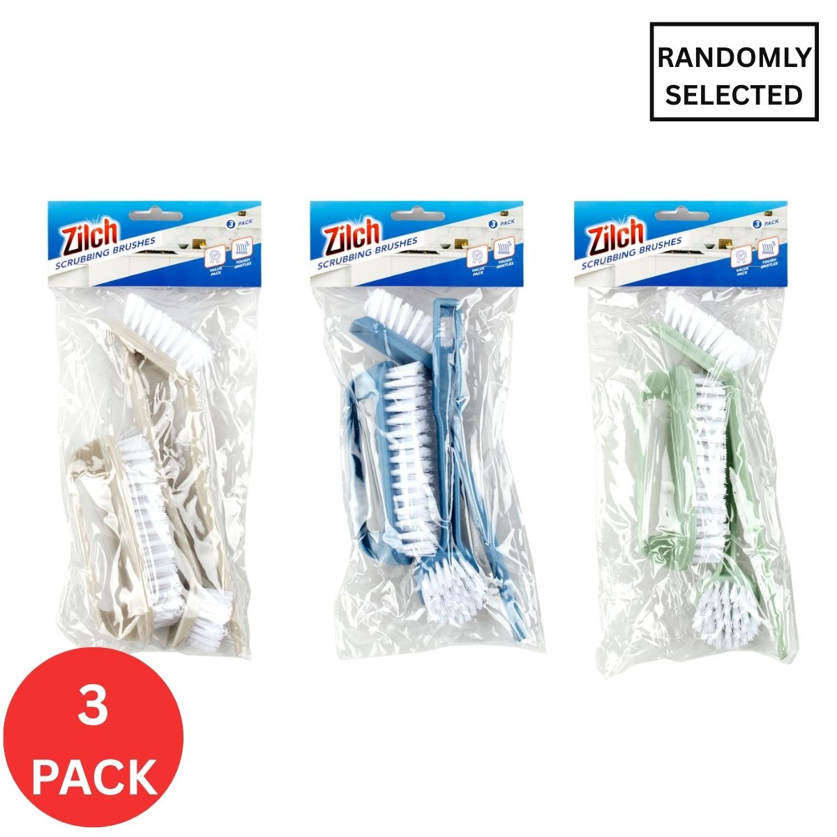 3x Zilch Dishwashing & Scrubber Brush 3pc Set-2018816644759031808