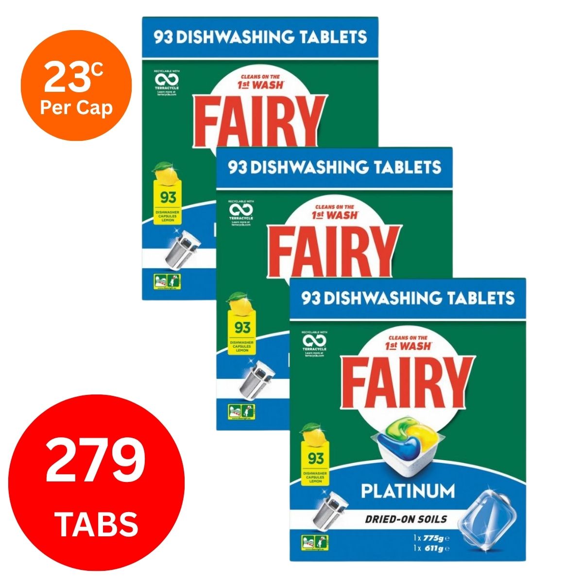 Fairy Platinum x 279 Lemon Dishwasher Tablets-2006732779542417408