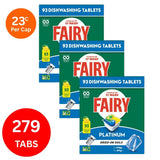 Fairy Platinum x 279 Lemon Dishwasher Tablets - Top-Down View