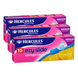 Hercules Ezy Slide Medium Storage Bags 15pk x3 - Top-Down View